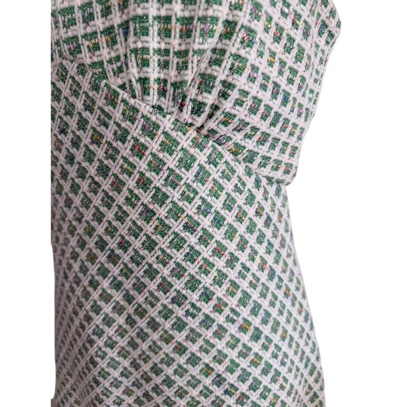 TAYLOR Green Boucle Stretch Drop Waist Ruffle Dress Size 8 - Picture 7 of 13